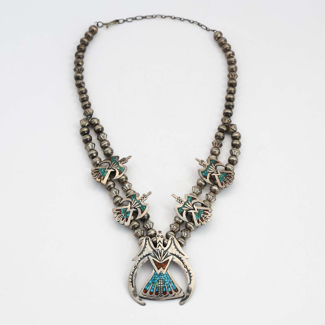 Peyote Bird Squash Blossom Necklace