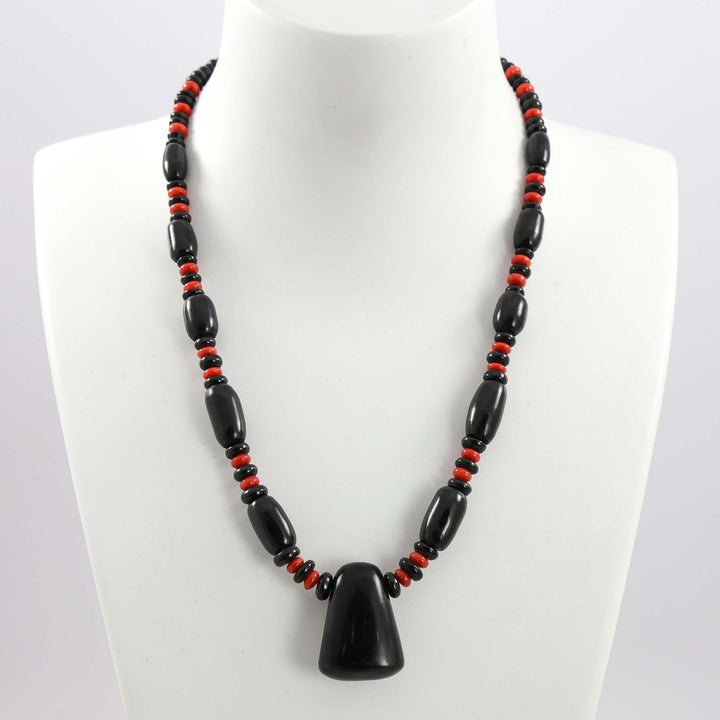 Jet and Coral Necklace