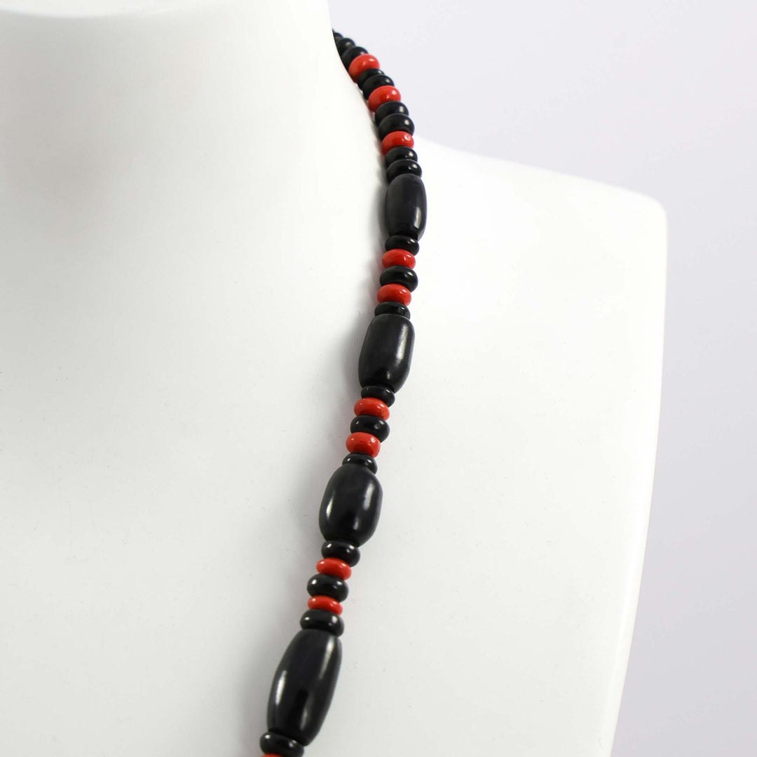 Jet and Coral Necklace