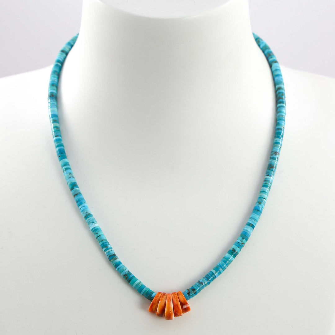 Turquoise and Spiny Oyster Necklace