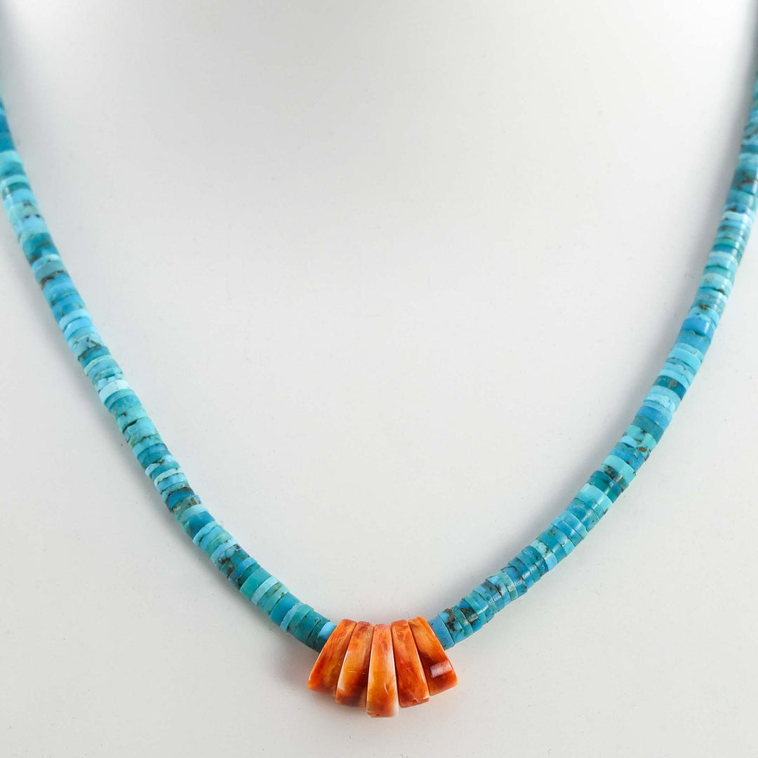 Turquoise and Spiny Oyster Necklace