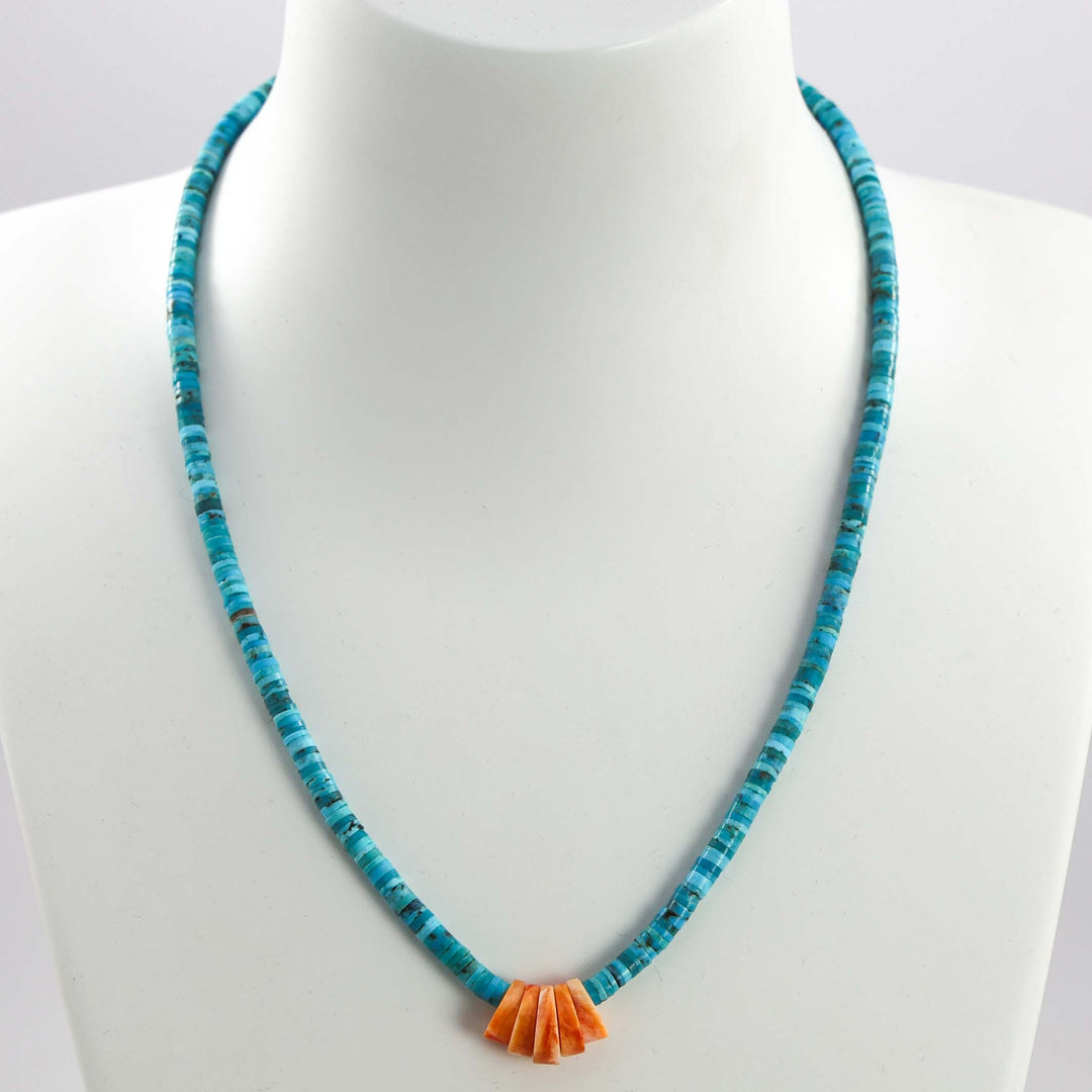 Turquoise and Spiny Oyster Necklace