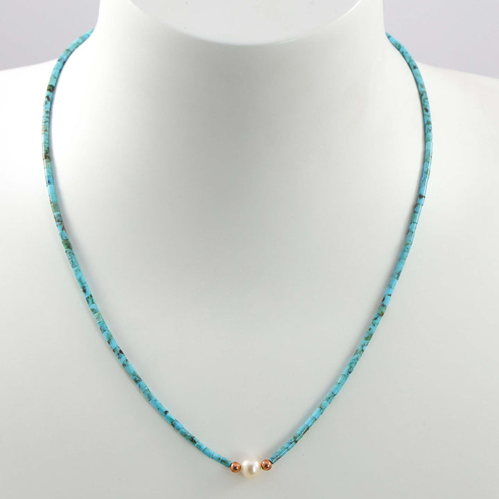 Kingman Turquoise and Pearl Necklace