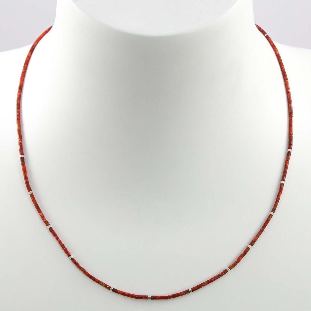 Apple Coral Heishi Necklace
