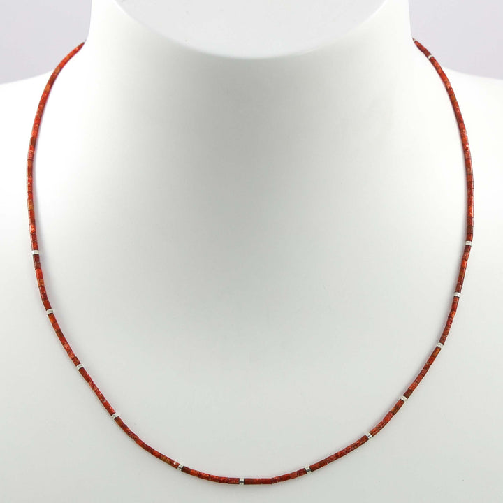 Apple Coral Heishi Necklace