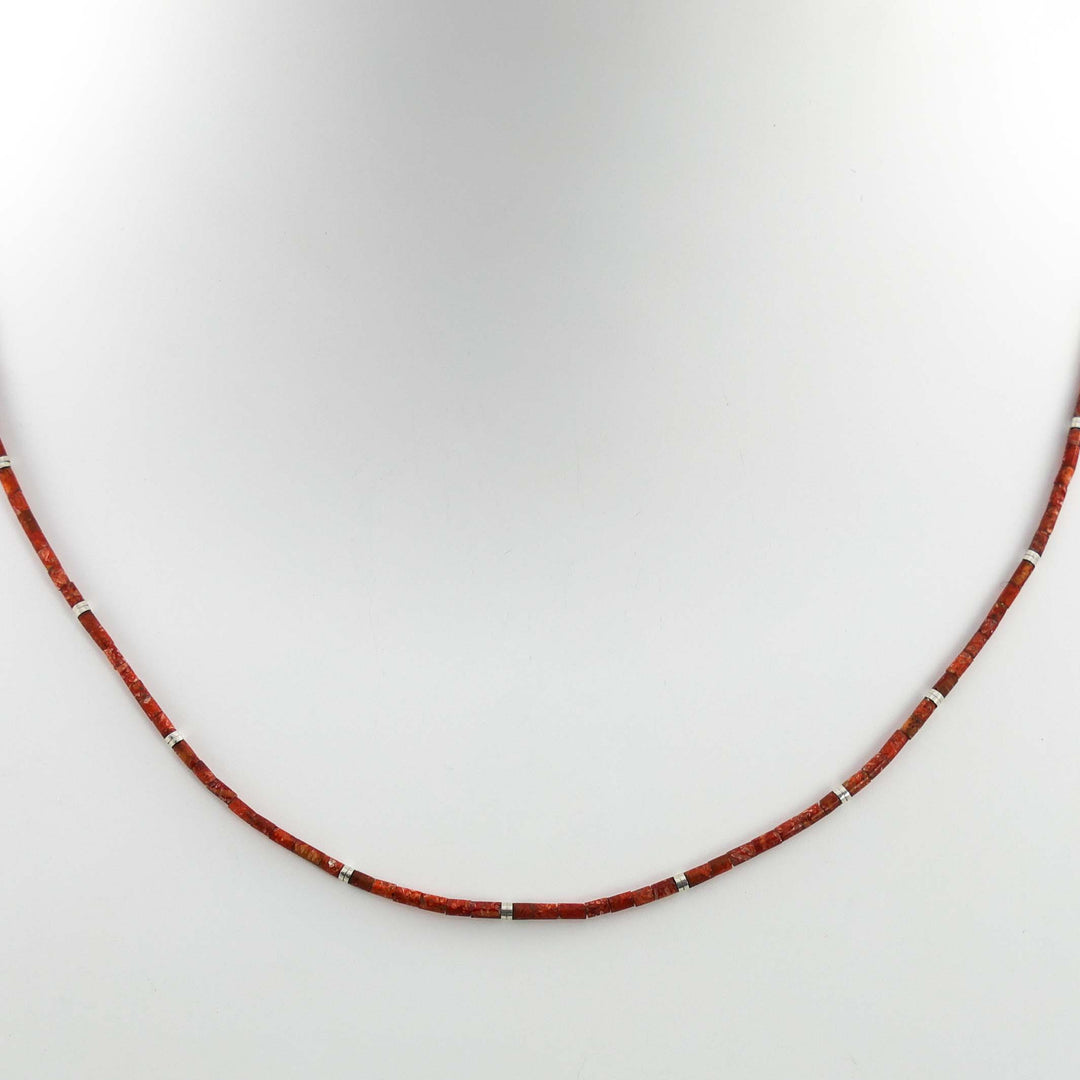 Apple Coral Heishi Necklace