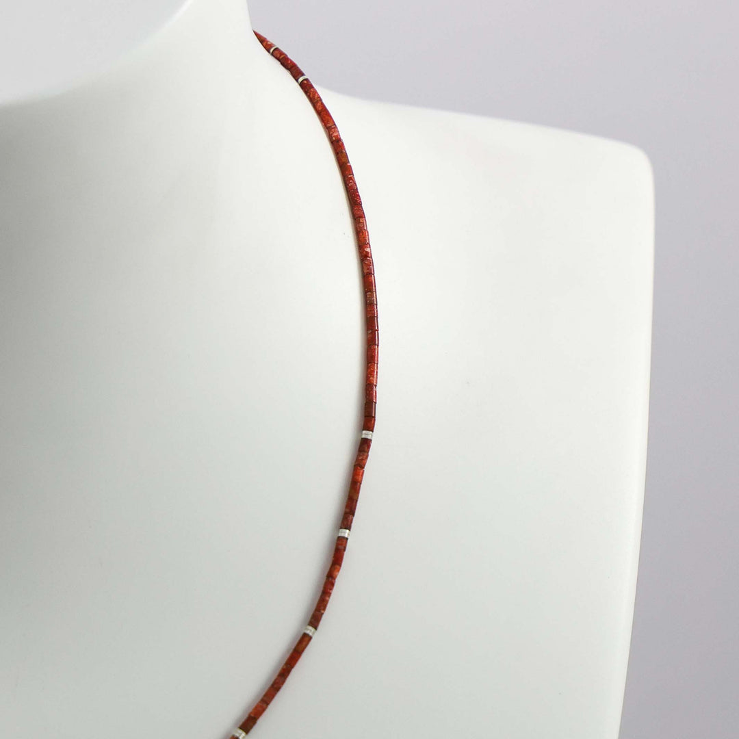 Apple Coral Heishi Necklace