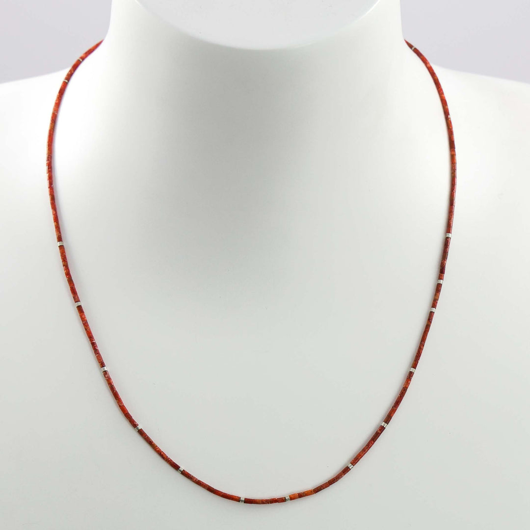 Apple Coral Heishi Necklace