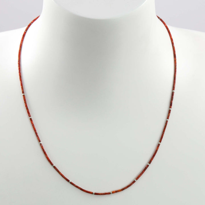 Apple Coral Heishi Necklace