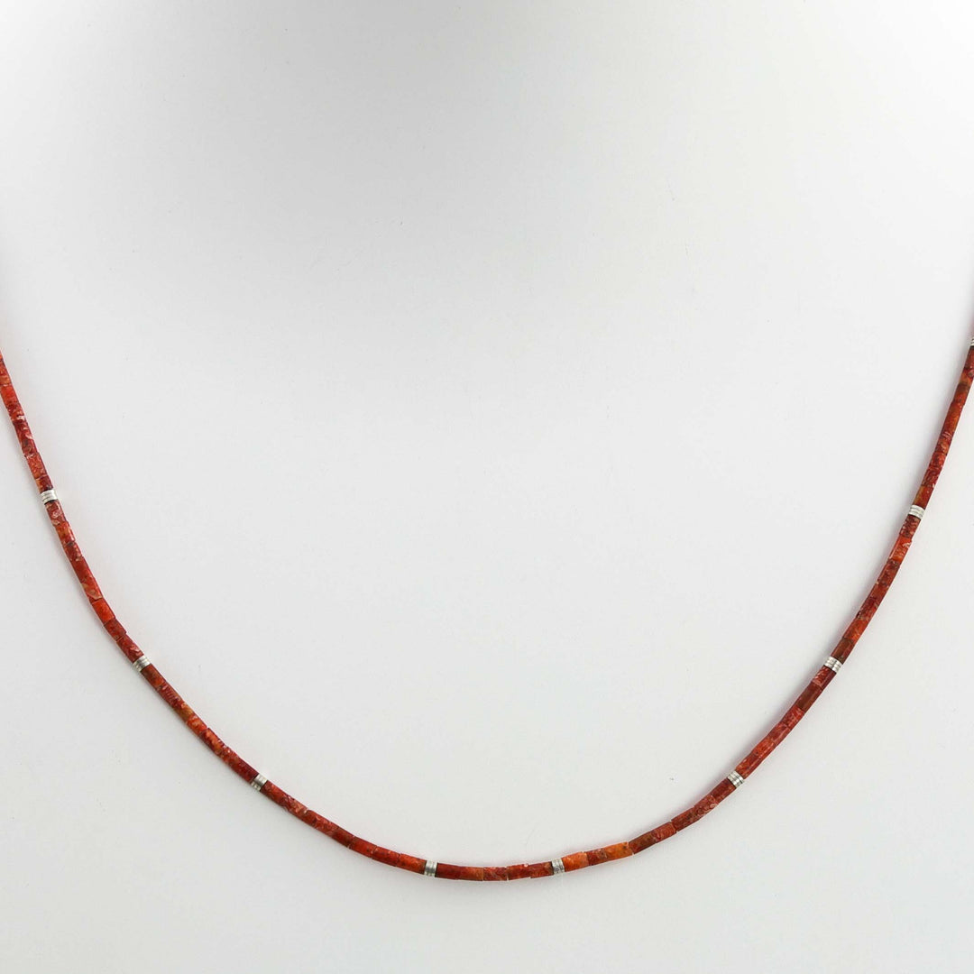 Apple Coral Heishi Necklace