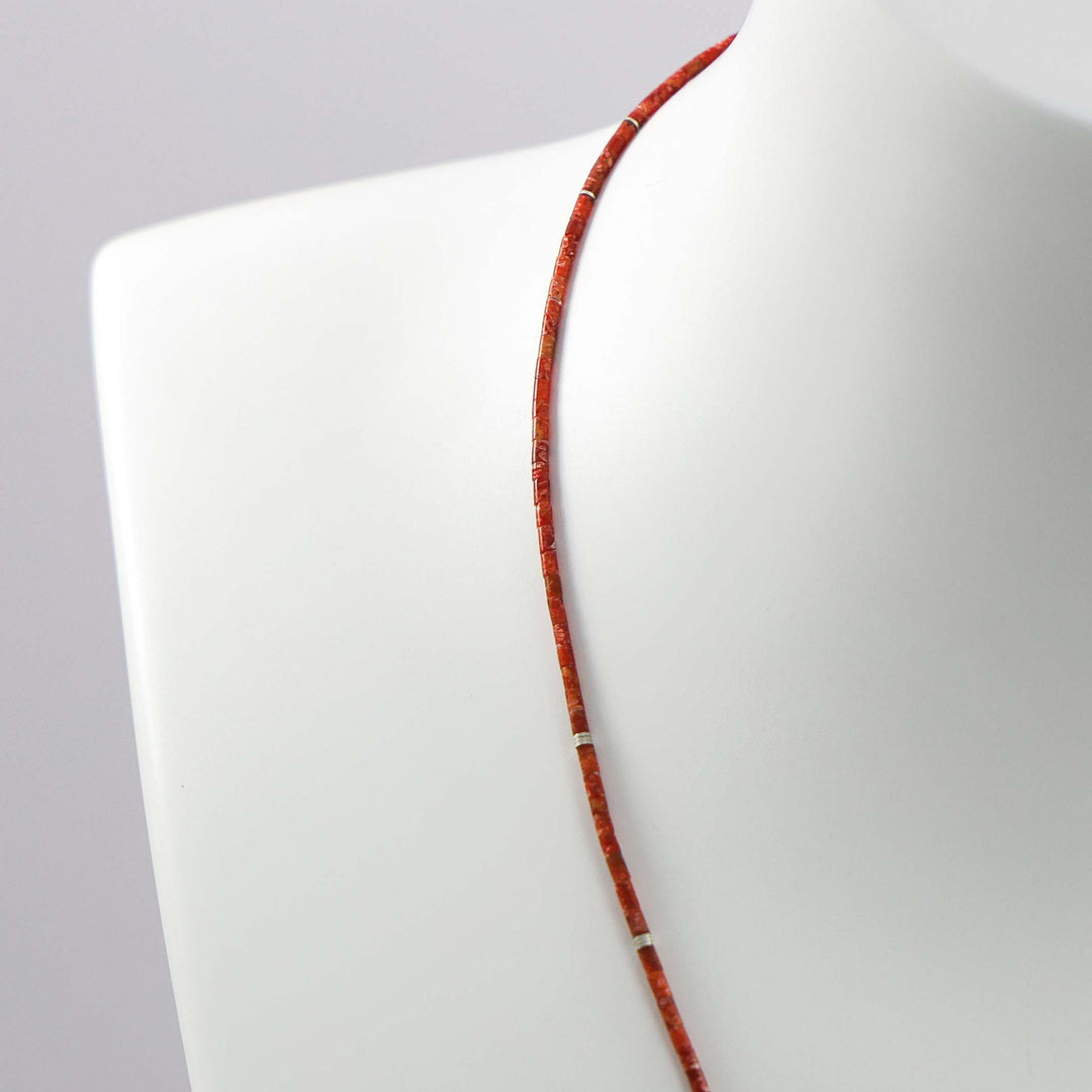 Apple Coral Heishi Necklace