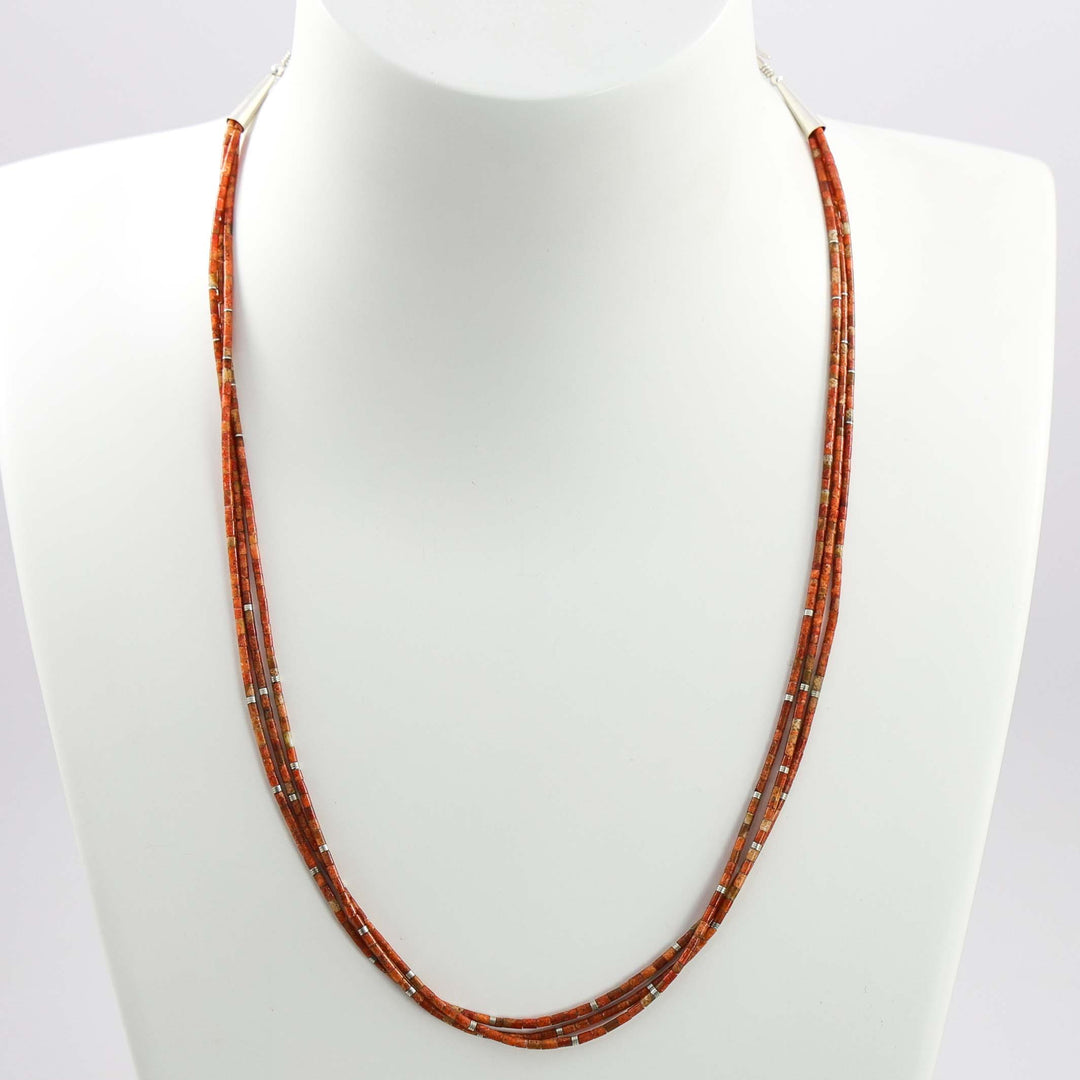 Apple Coral Heishi Necklace