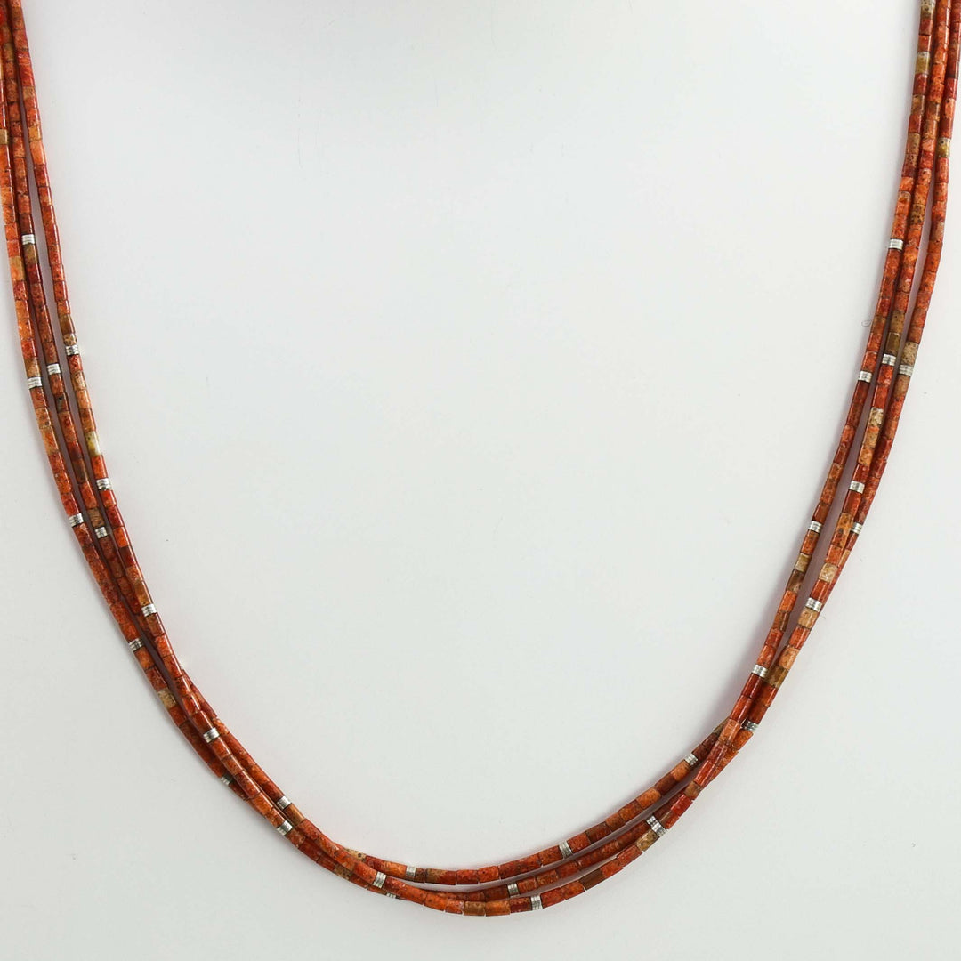 Apple Coral Heishi Necklace