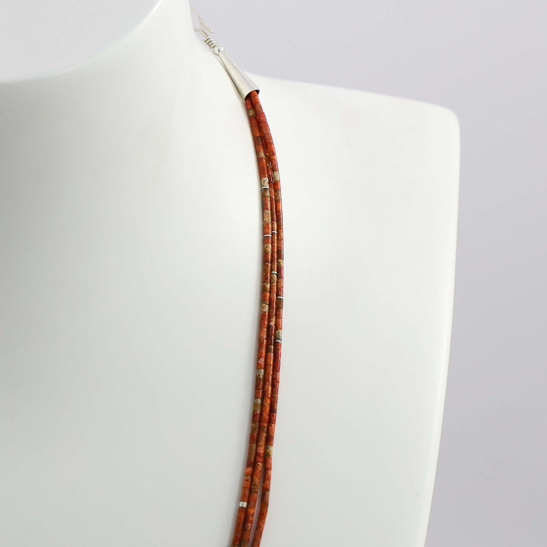 Apple Coral Heishi Necklace