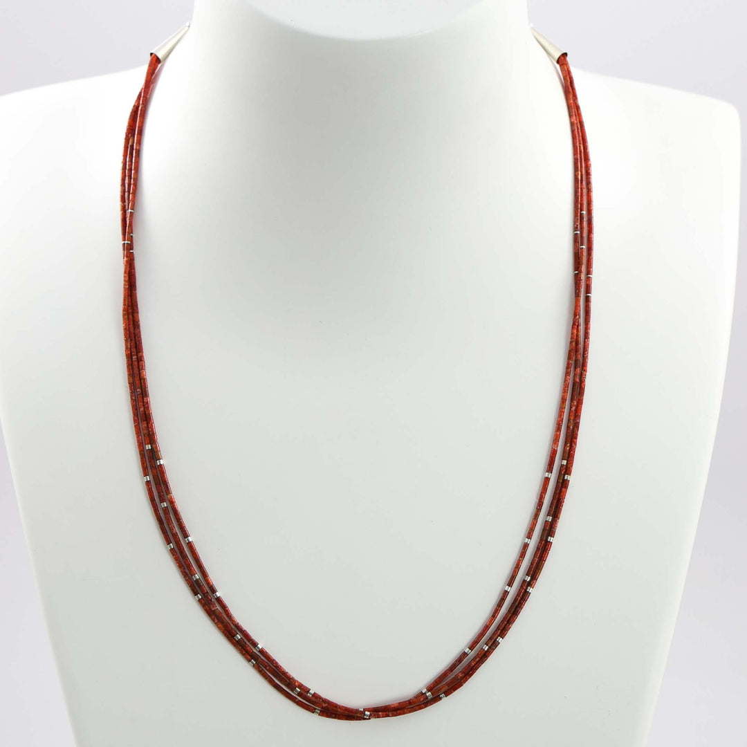 Apple Coral Heishi Necklace