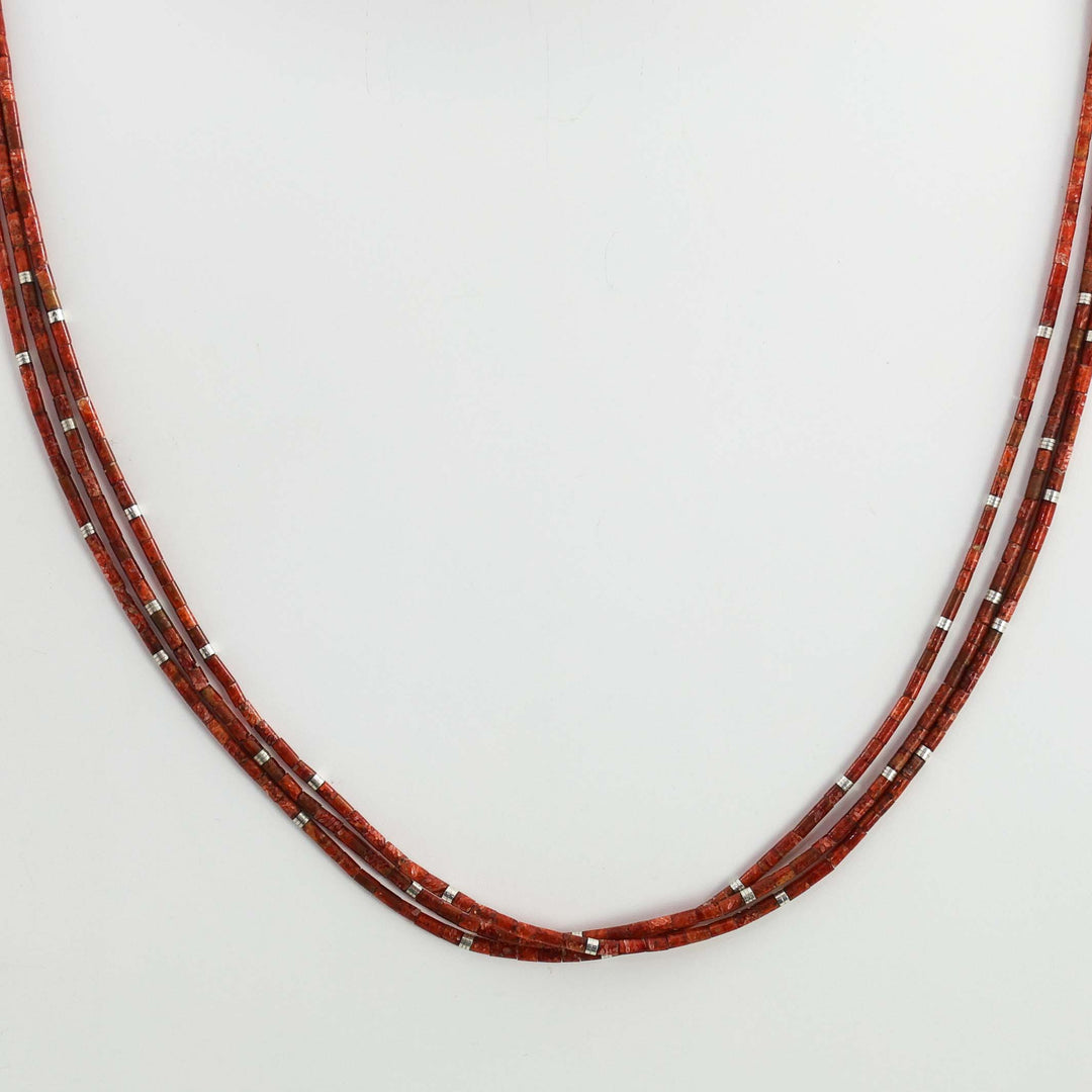 Apple Coral Heishi Necklace