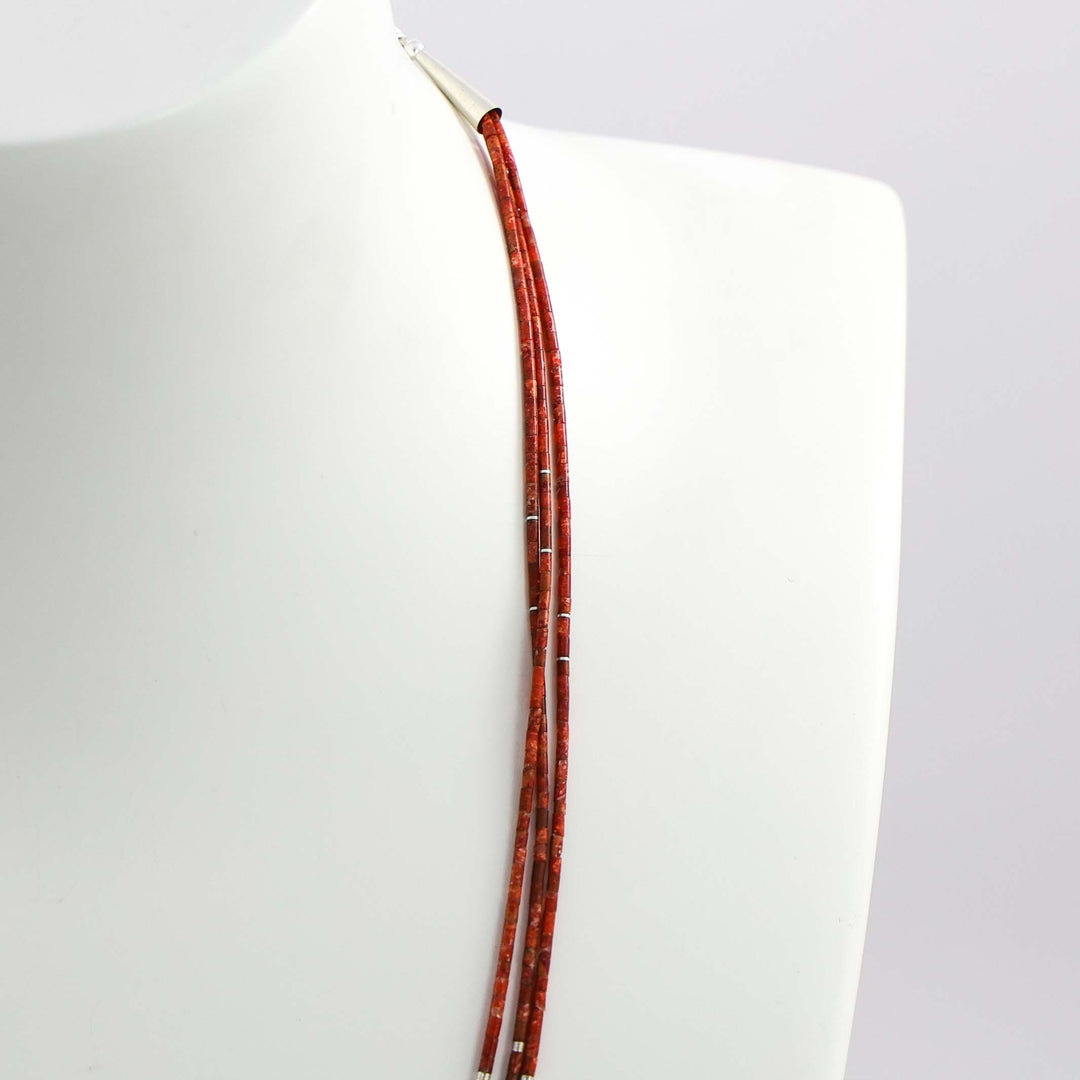 Apple Coral Heishi Necklace