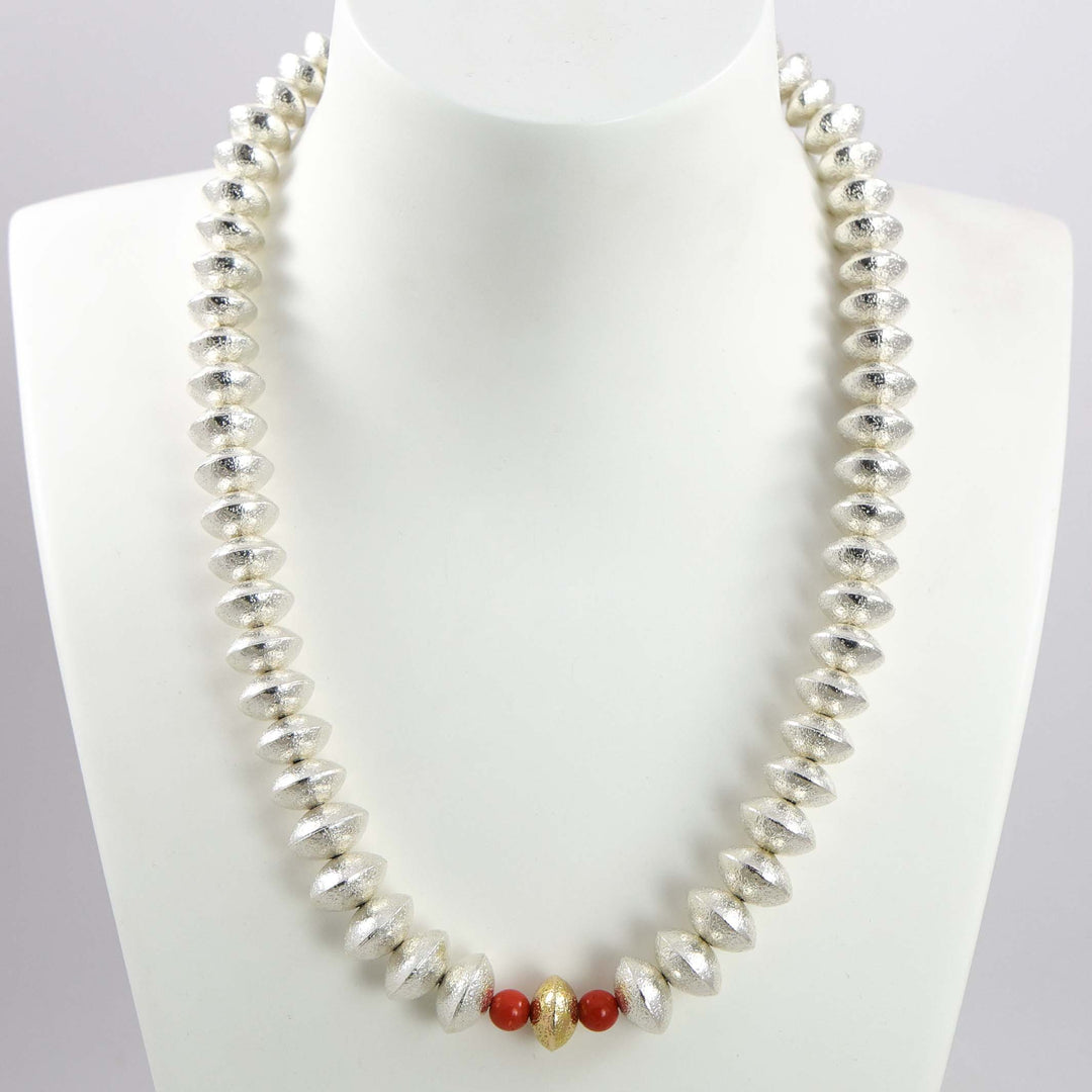 Navajo Pearl and Coral Necklace