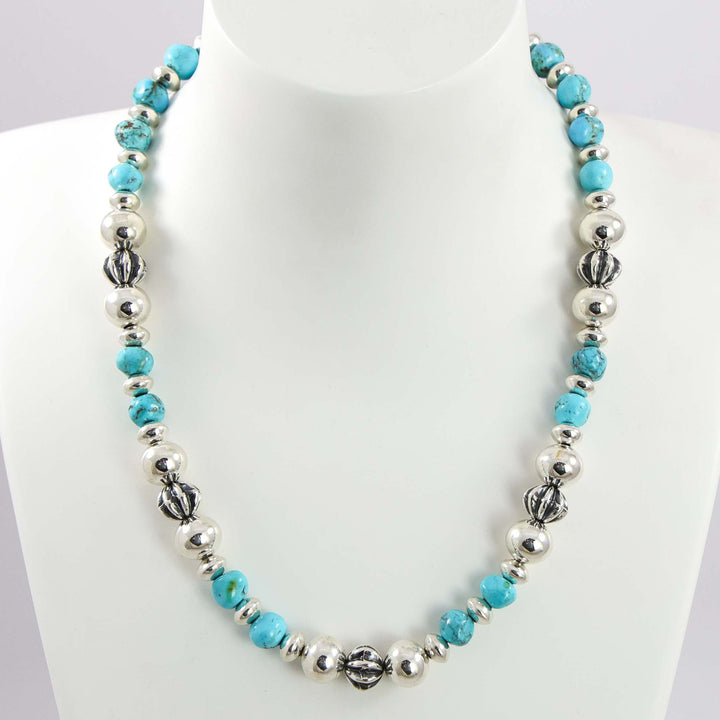 Turquoise and Silver Bead Necklace