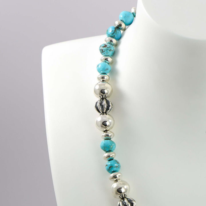 Turquoise and Silver Bead Necklace