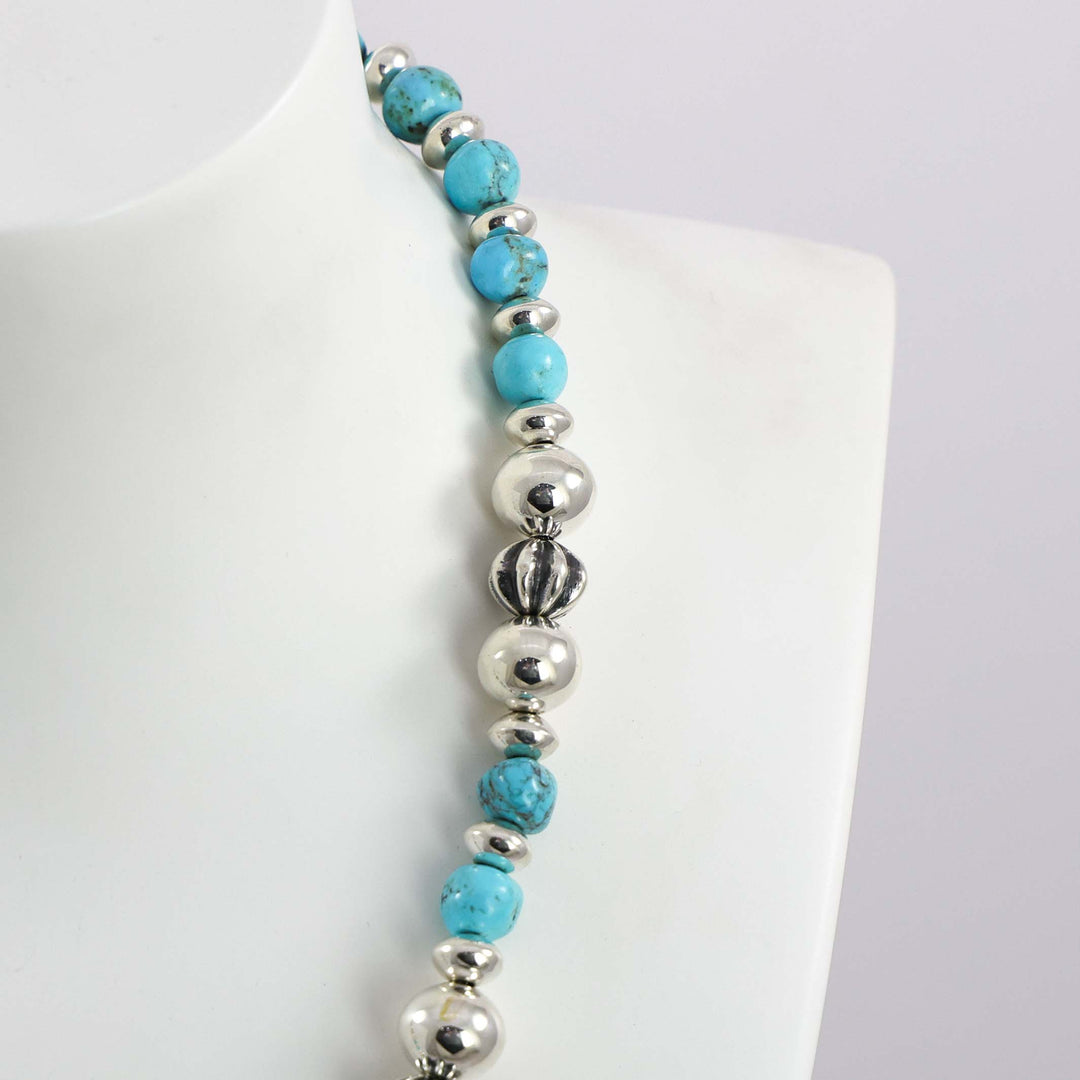 Turquoise and Silver Bead Necklace