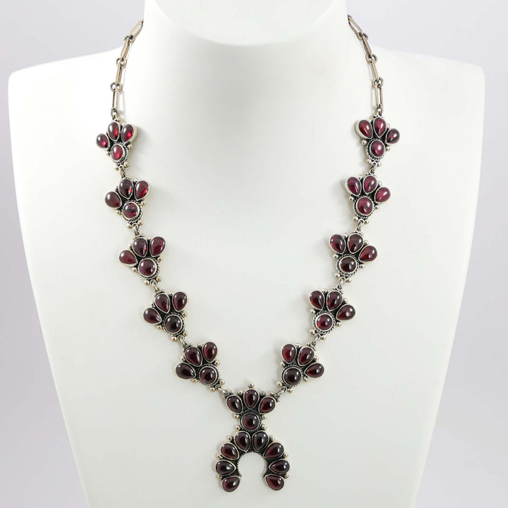 Garnet Squash Blossom Necklace