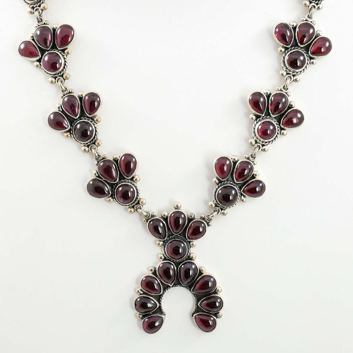 Garnet Squash Blossom Necklace