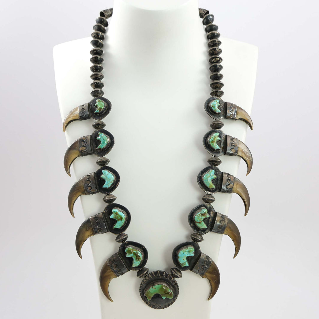 Turquoise Bear Claw Squash Blossom