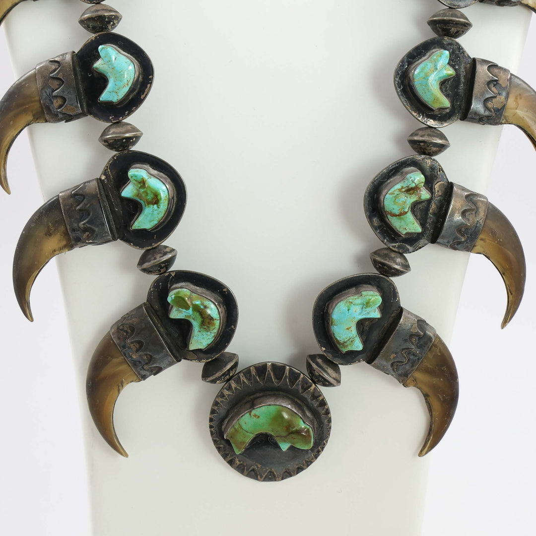 Turquoise Bear Claw Squash Blossom