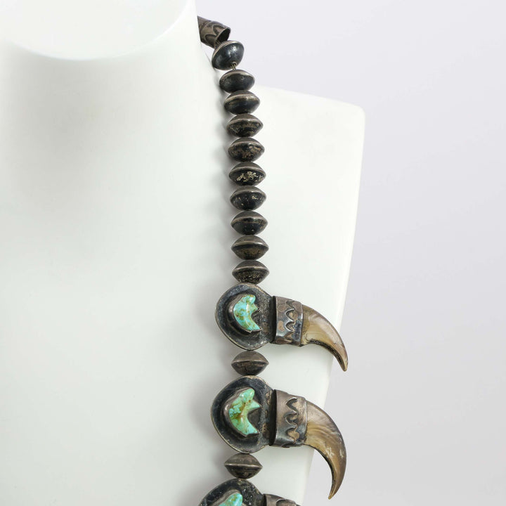 Turquoise Bear Claw Squash Blossom