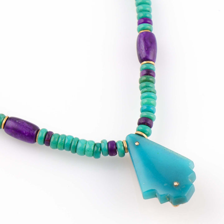 Sugilite and Gem Silica 18k Gold Necklace