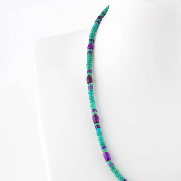 Sugilite and Gem Silica 18k Gold Necklace