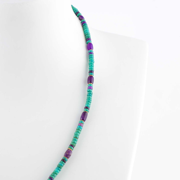 Sugilite and Gem Silica 18k Gold Necklace