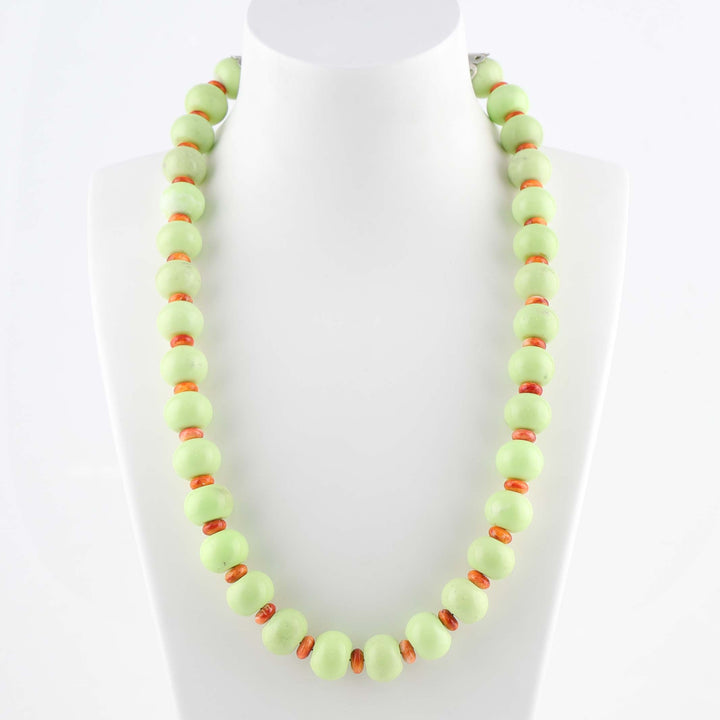 Chrysoprase and Spiny Oyster Necklace