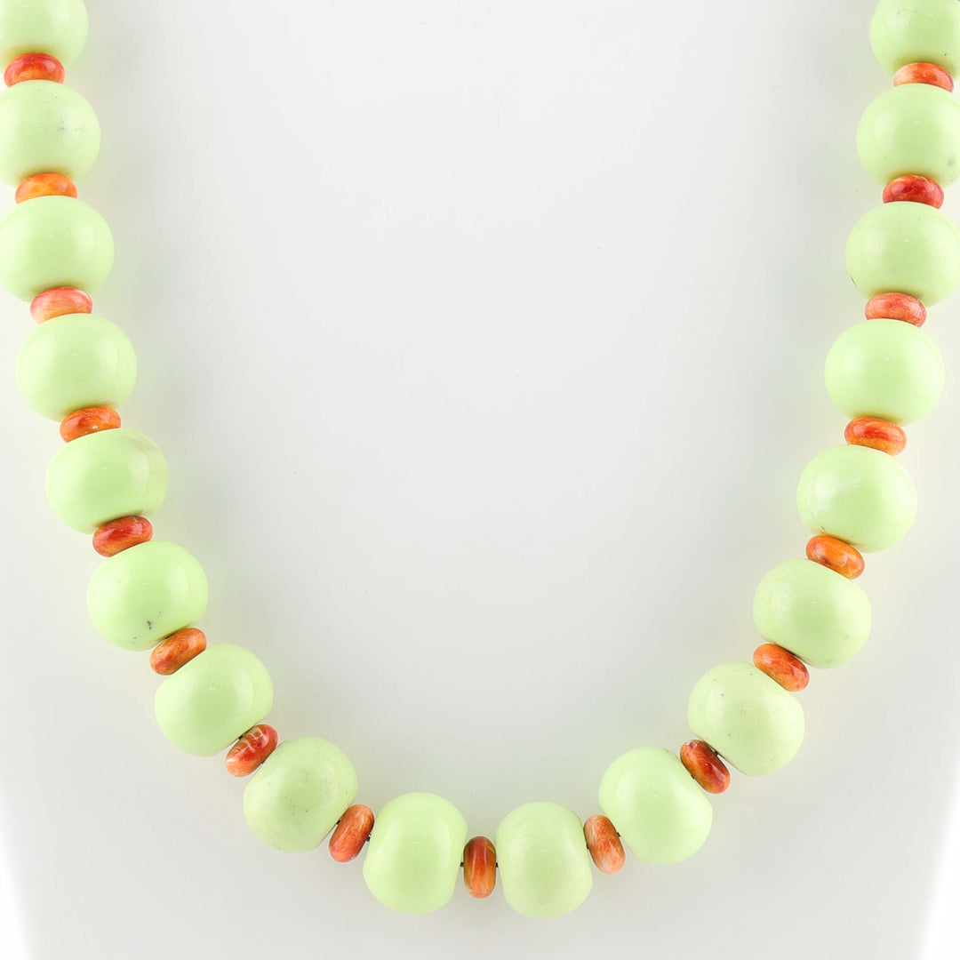 Chrysoprase and Spiny Oyster Necklace