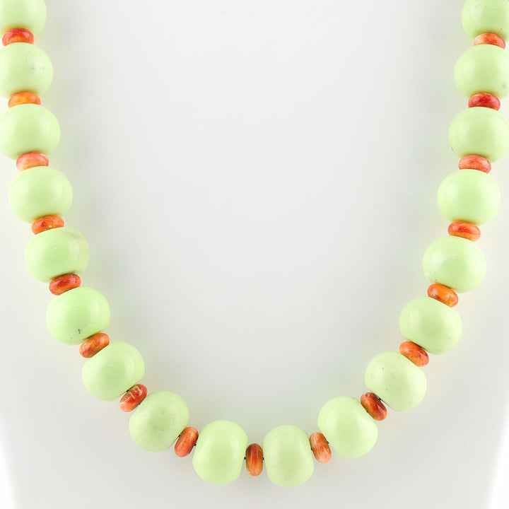 Chrysoprase and Spiny Oyster Necklace