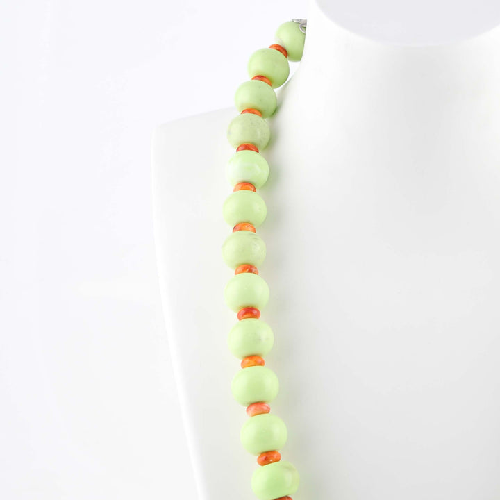 Chrysoprase and Spiny Oyster Necklace