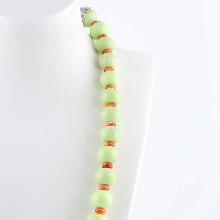 Chrysoprase and Spiny Oyster Necklace