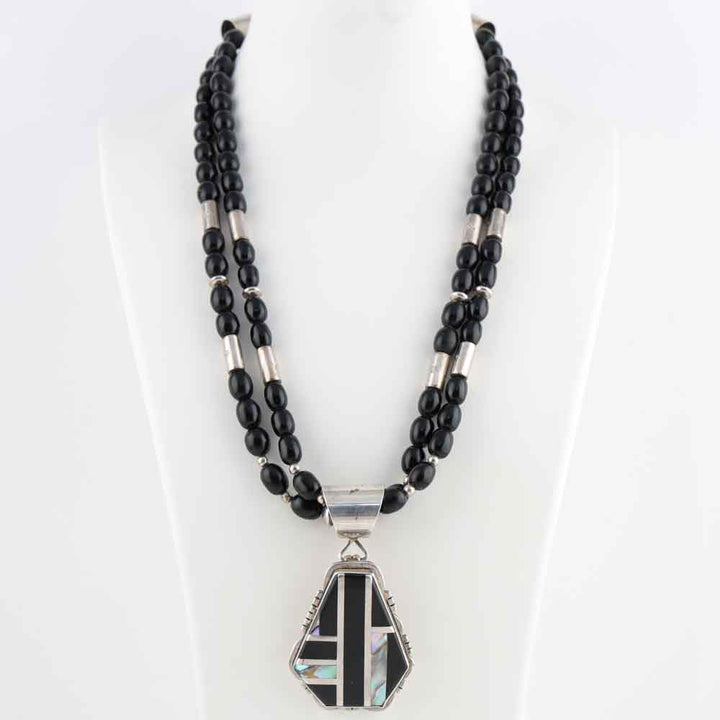 Jet and Abalone Shell Necklace