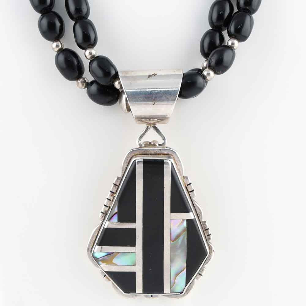 Jet and Abalone Shell Necklace