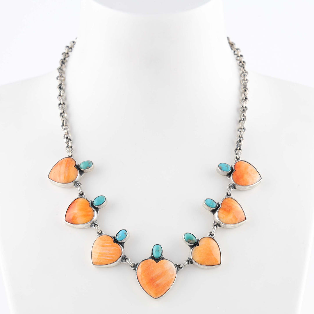 Spiny Oyster and Turquoise Necklace