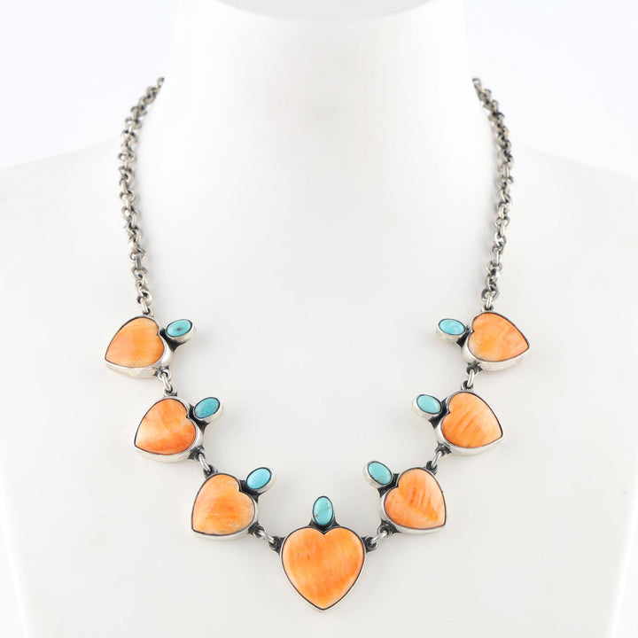 Spiny Oyster and Turquoise Necklace