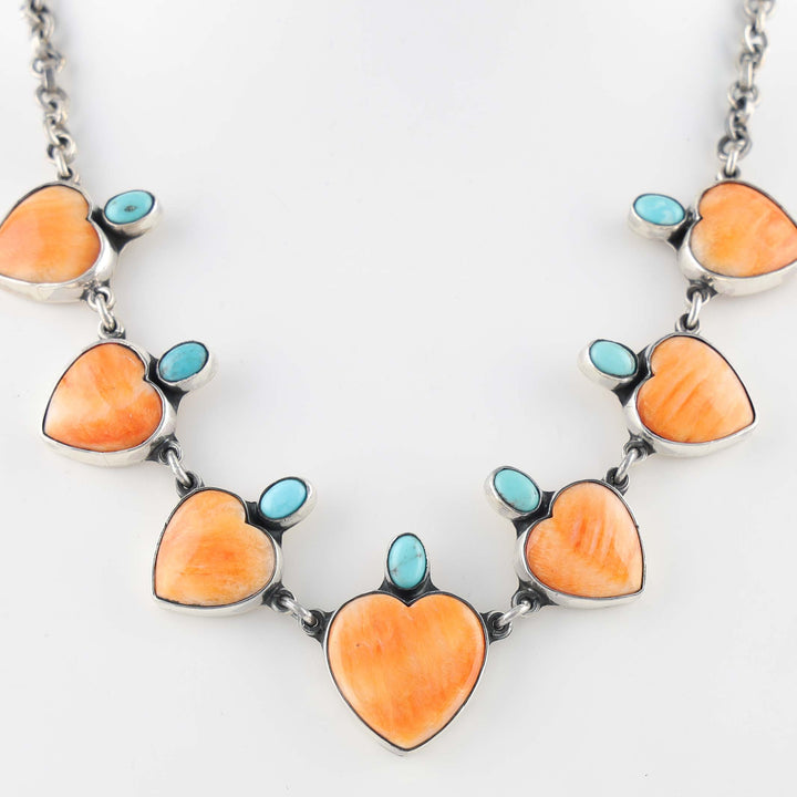 Spiny Oyster and Turquoise Necklace