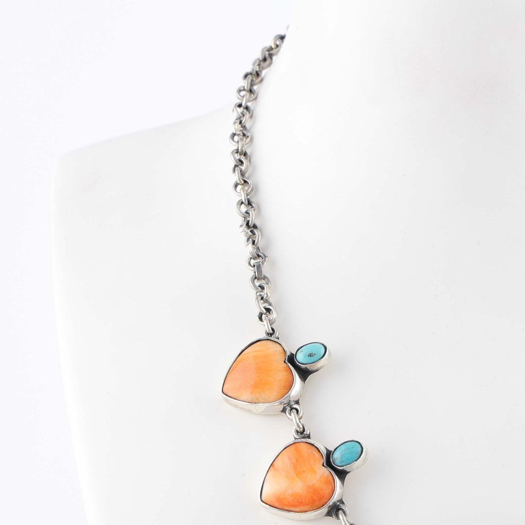 Spiny Oyster and Turquoise Necklace