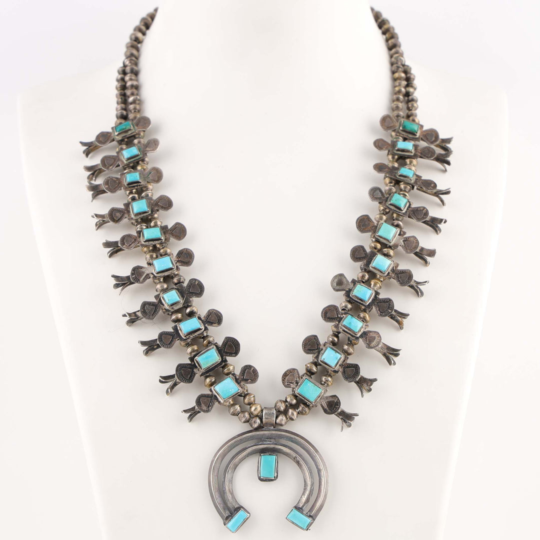 1930s Turquoise Box-Bow Squash Blossom