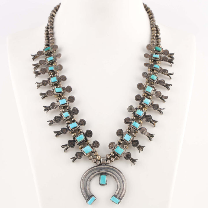 1930s Turquoise Box-Bow Squash Blossom