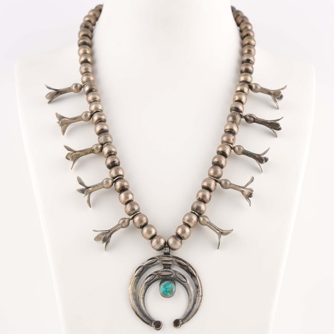 1930s Turquoise Squash Blossom Necklace
