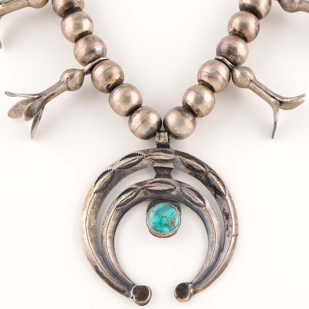 1930s Turquoise Squash Blossom Necklace