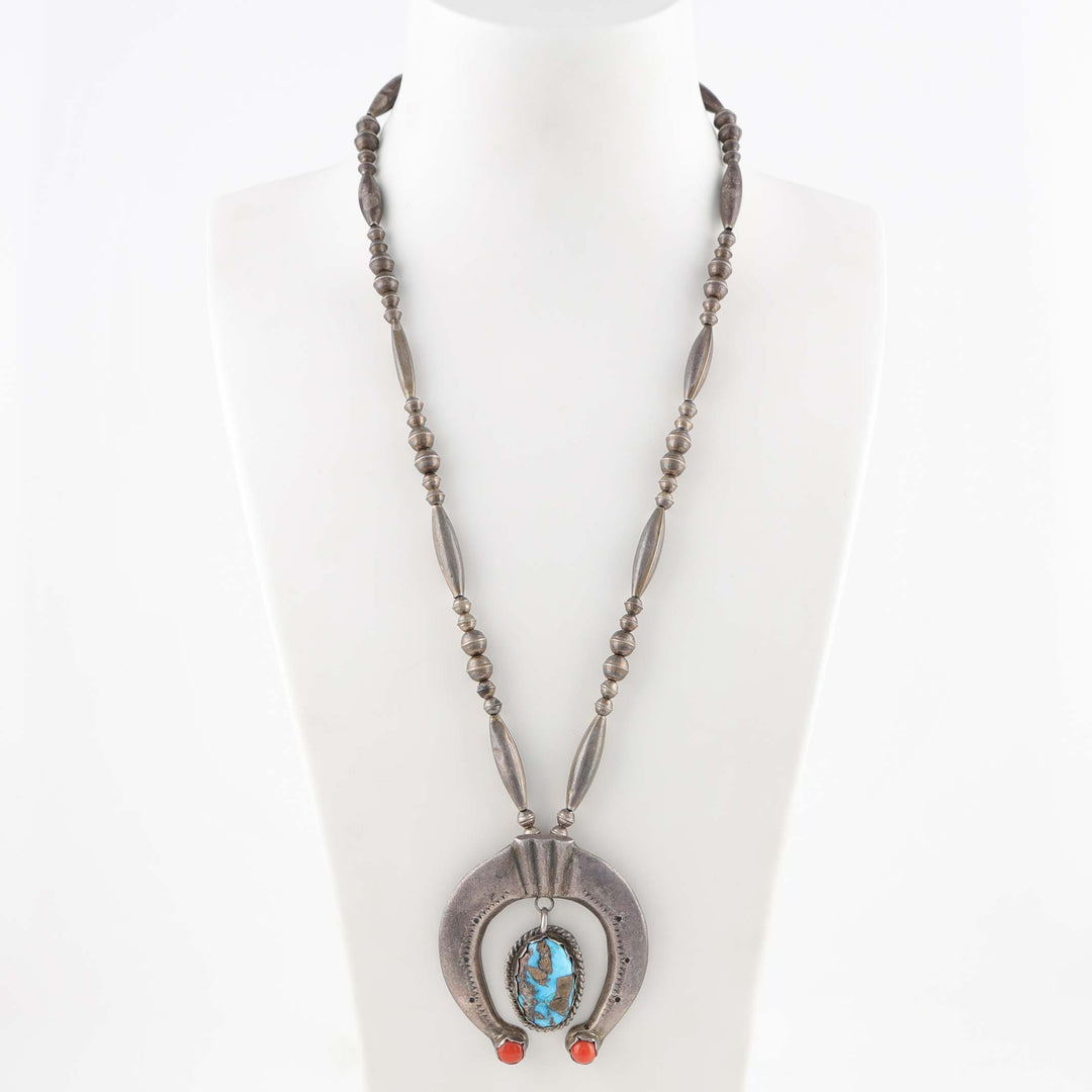 1940s Turquoise and Coral Naja Necklace