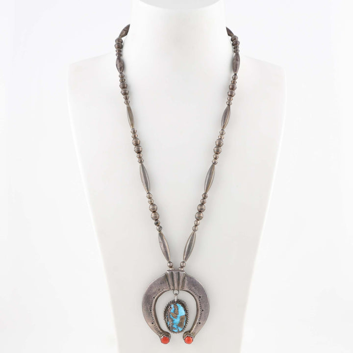 1940s Turquoise and Coral Naja Necklace